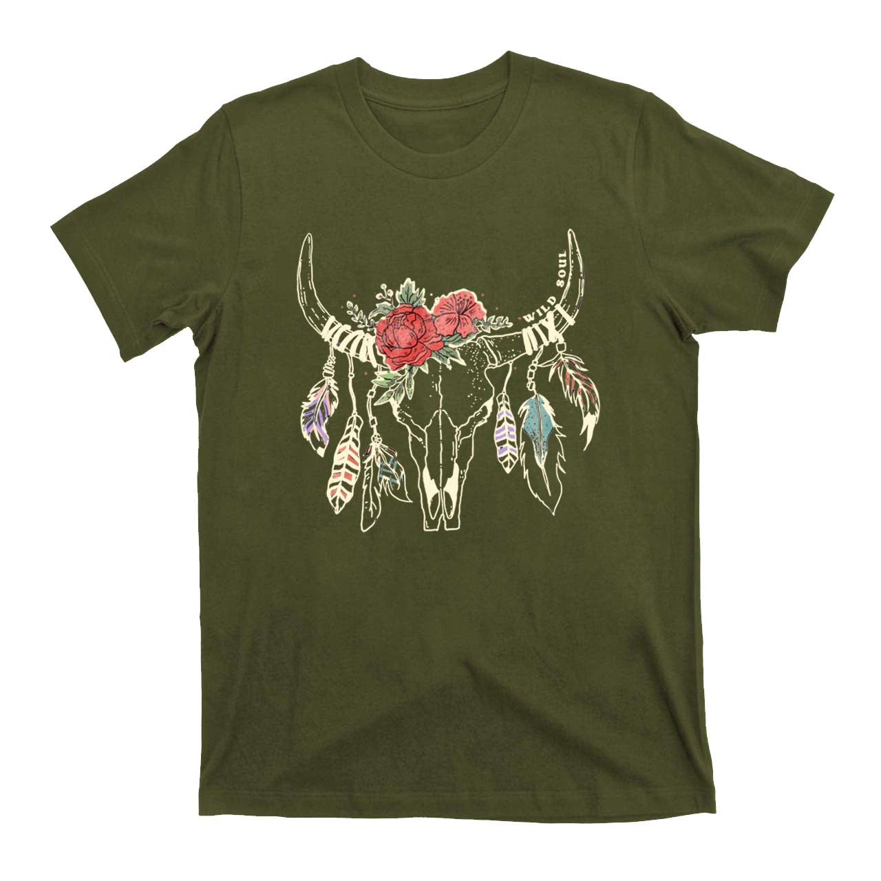 Wild Soul Cow Skull Cowboy T-Shirts