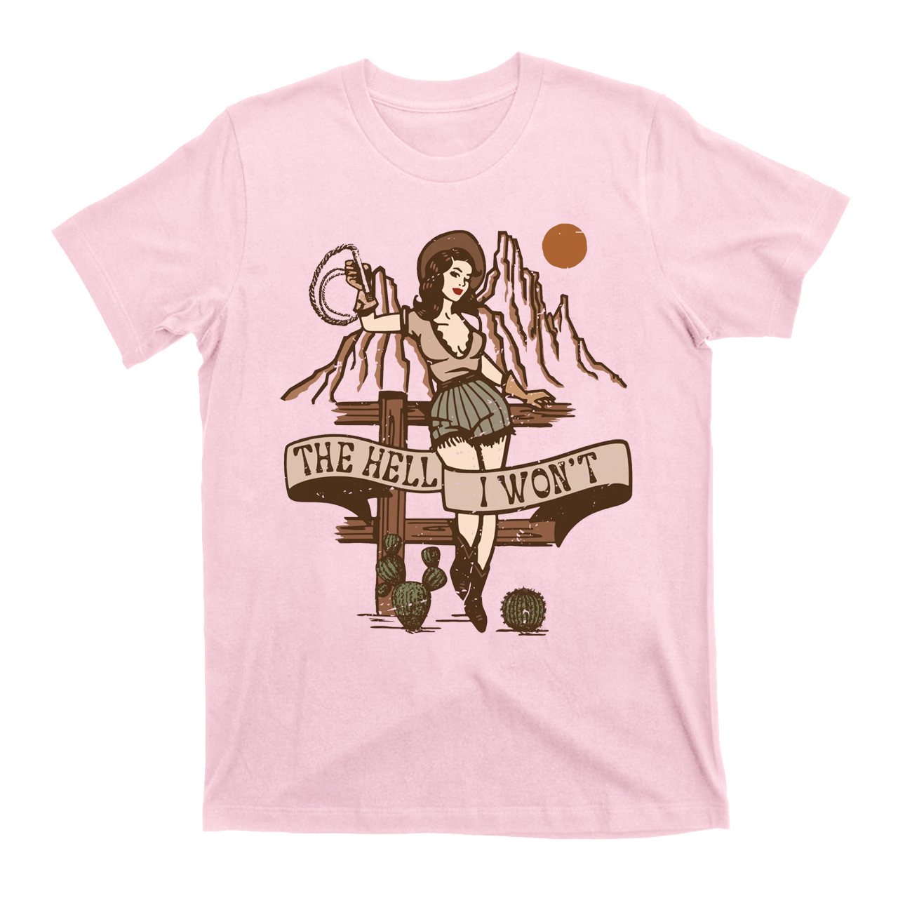 Funny Country Music Vintage T-Shirt-The Hell I Won't