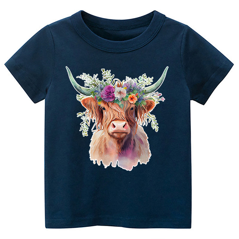 Highland Cow Farm Life Rodeo Kids T-shirt