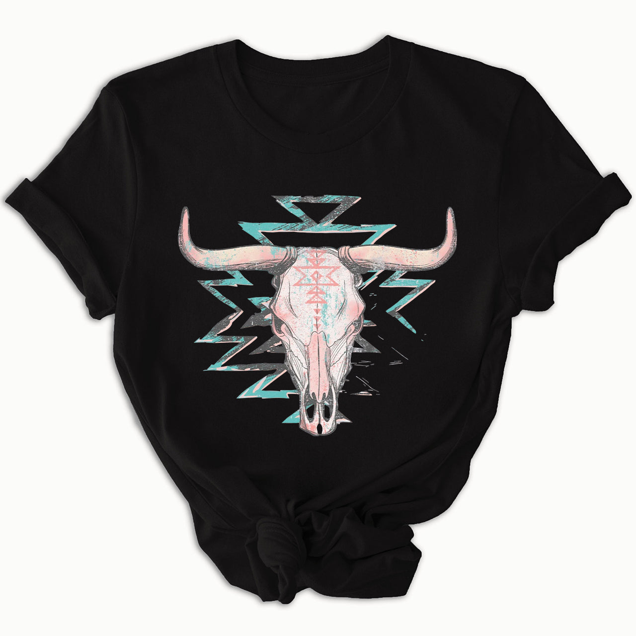 Boho Cow Skull Western Cowgirl Tees