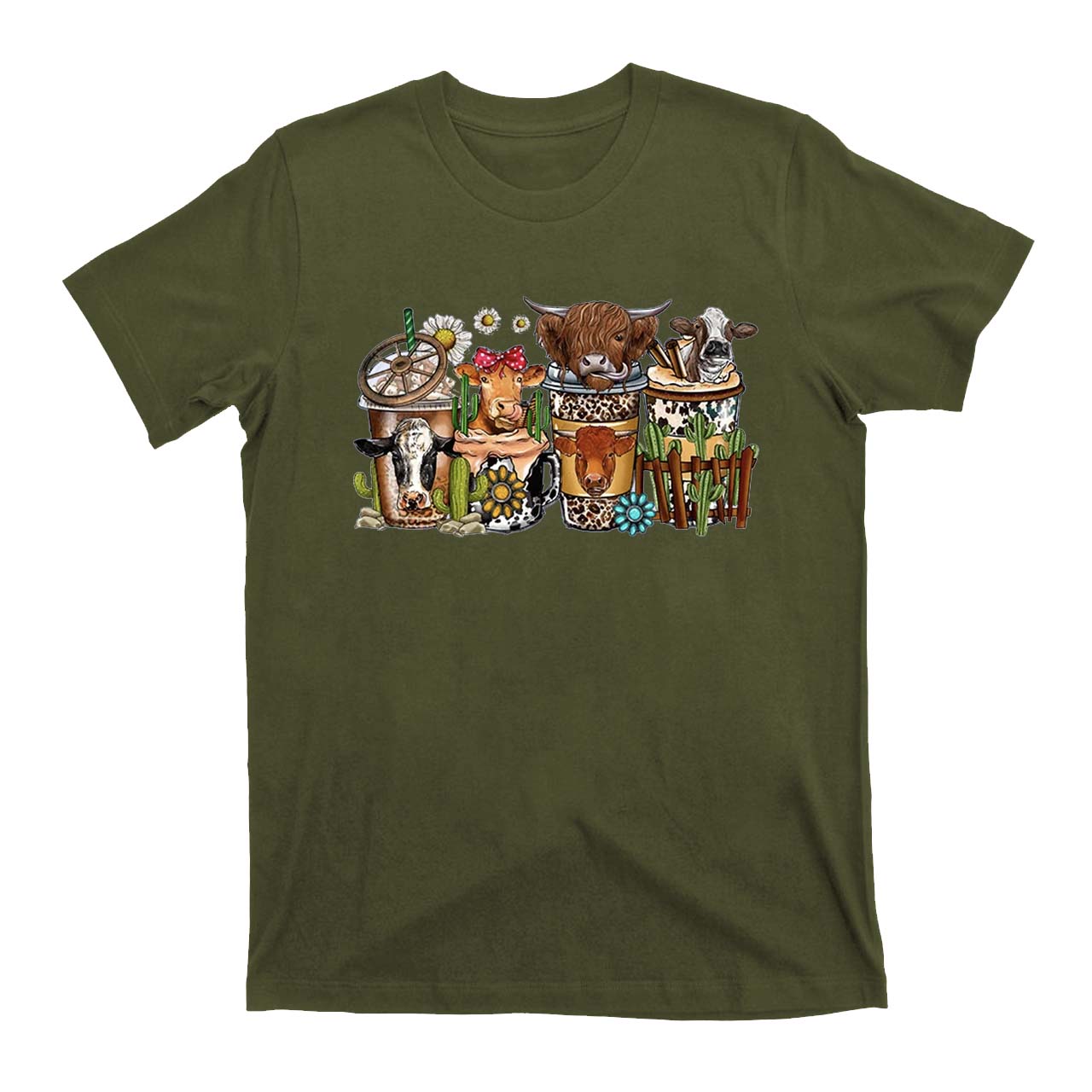 Cow Coffee Drink Western Cowboy T-Shirts