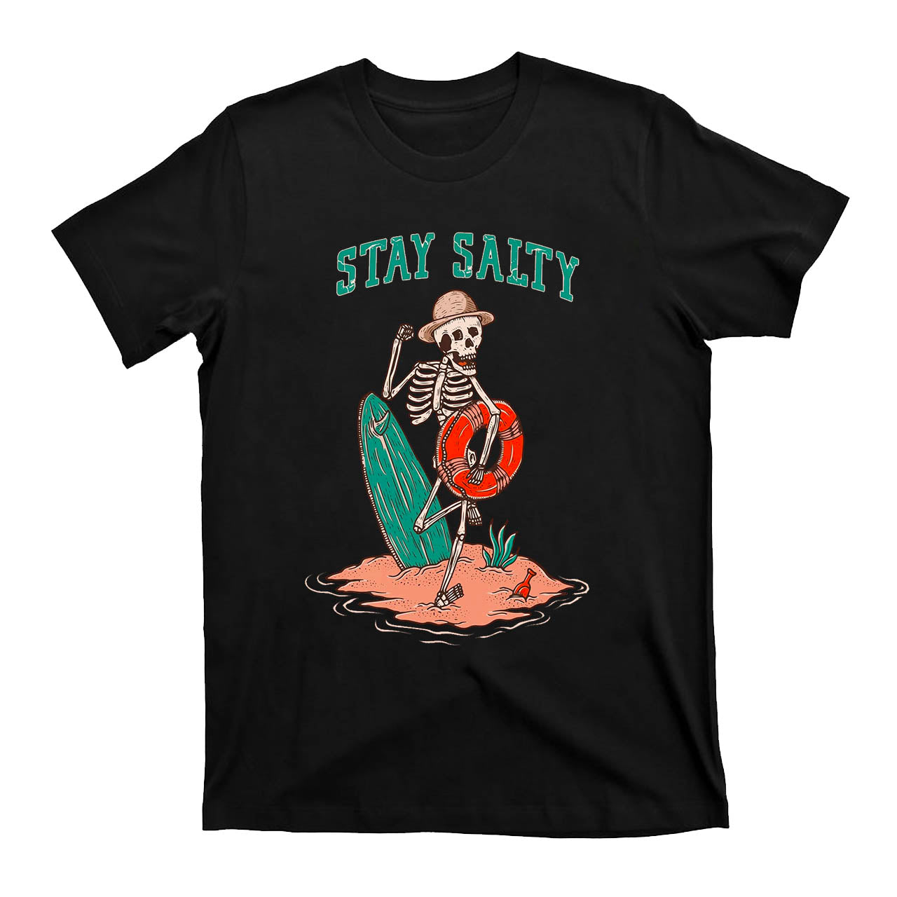 Stay Salty Skull Surfing Cowboy T-Shirts