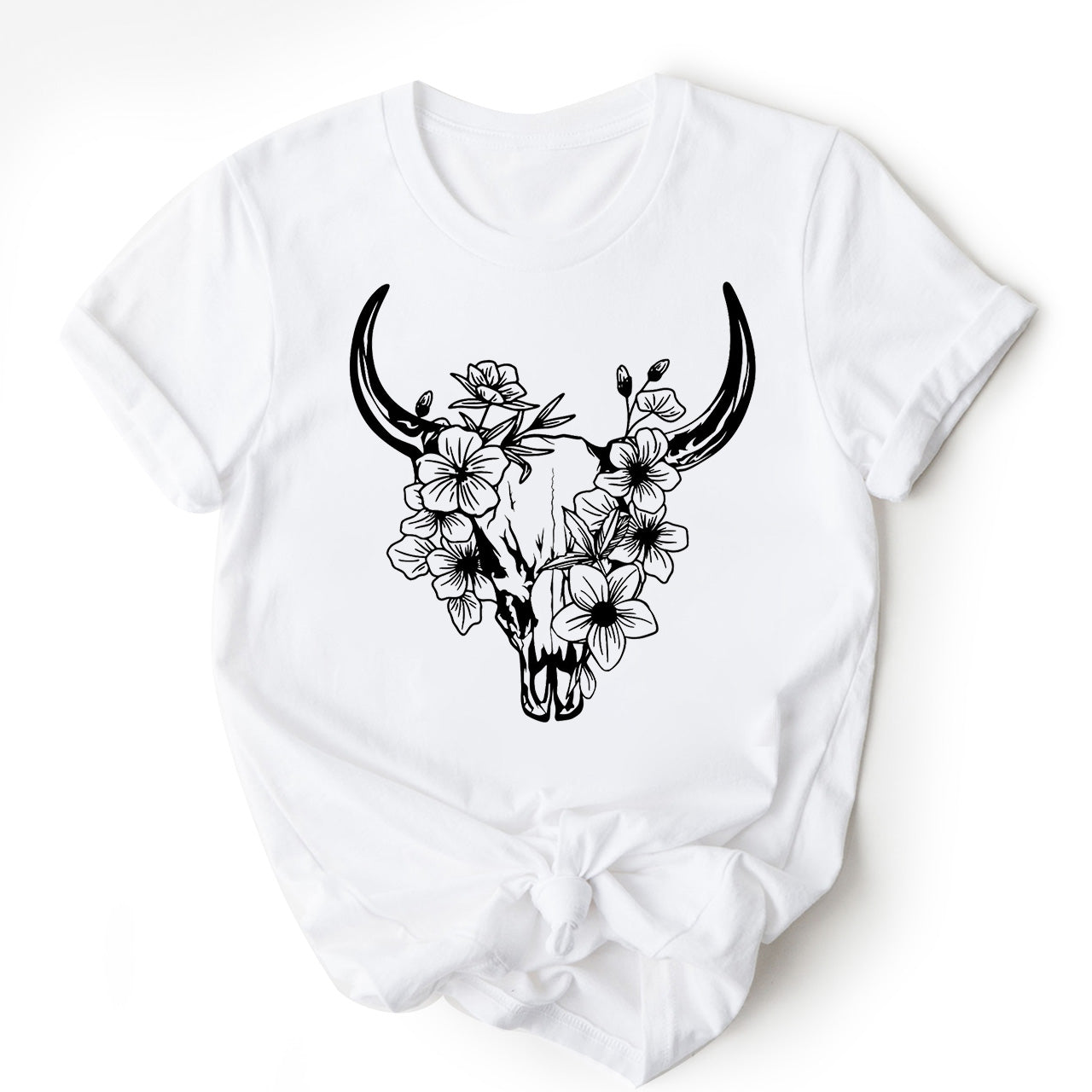 Floral Cow Skull Country T-shirt