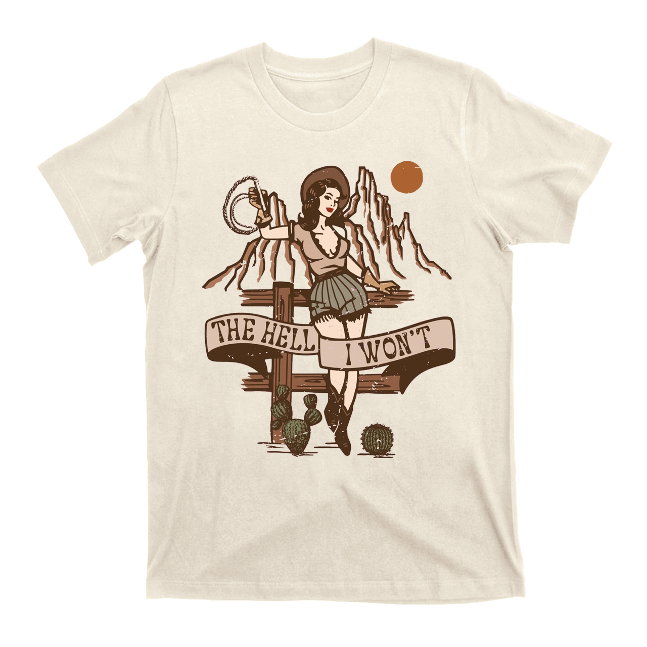 Funny Country Music Vintage T-Shirt-The Hell I Won't