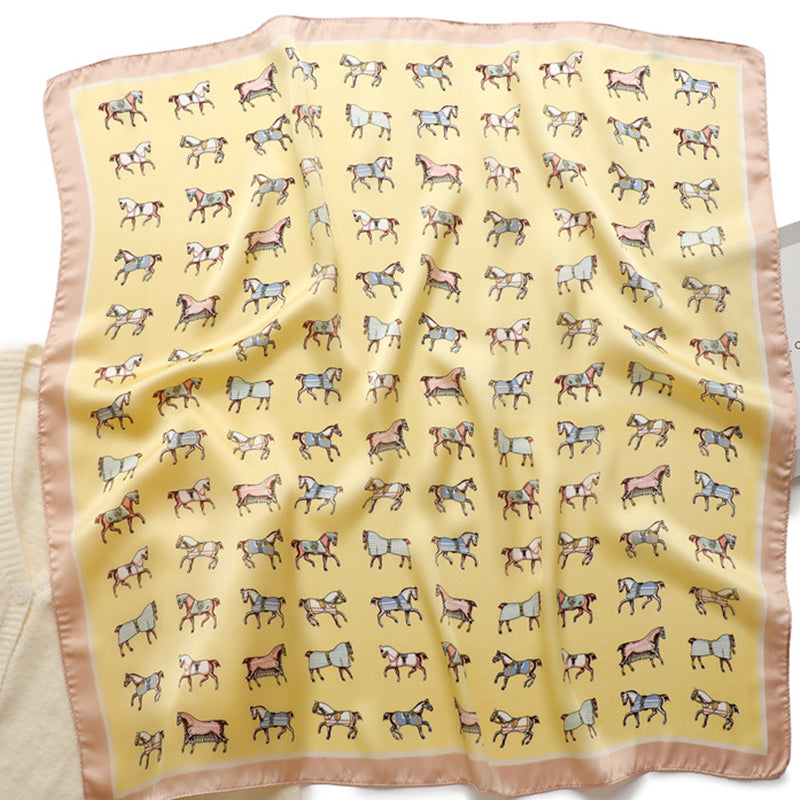 Horse Yellow Silk Bandana