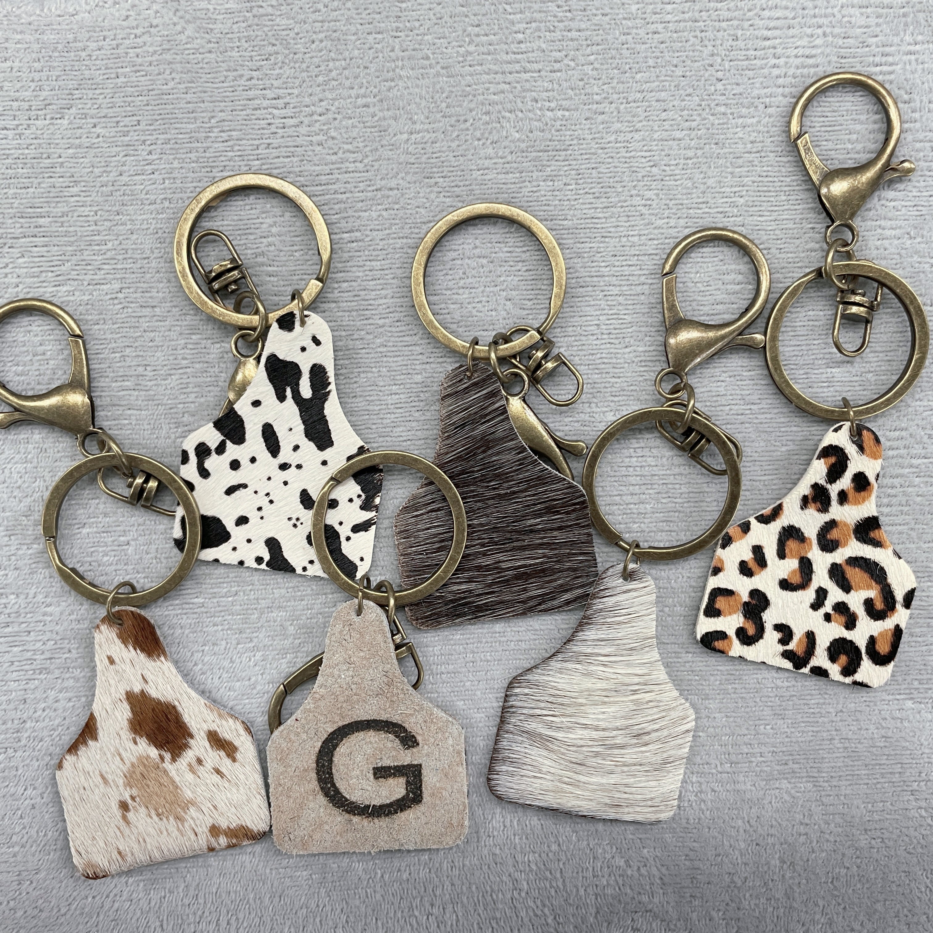 Custom Alphabet Cowhide Keychain
