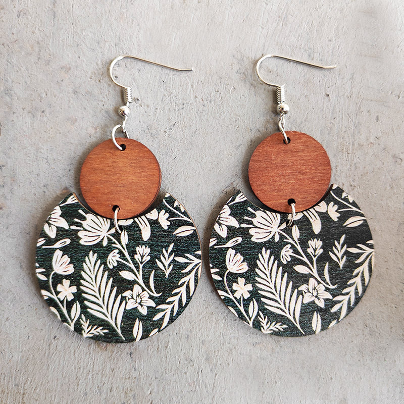 Western Cowboy Bohemian Floral Print Earrings