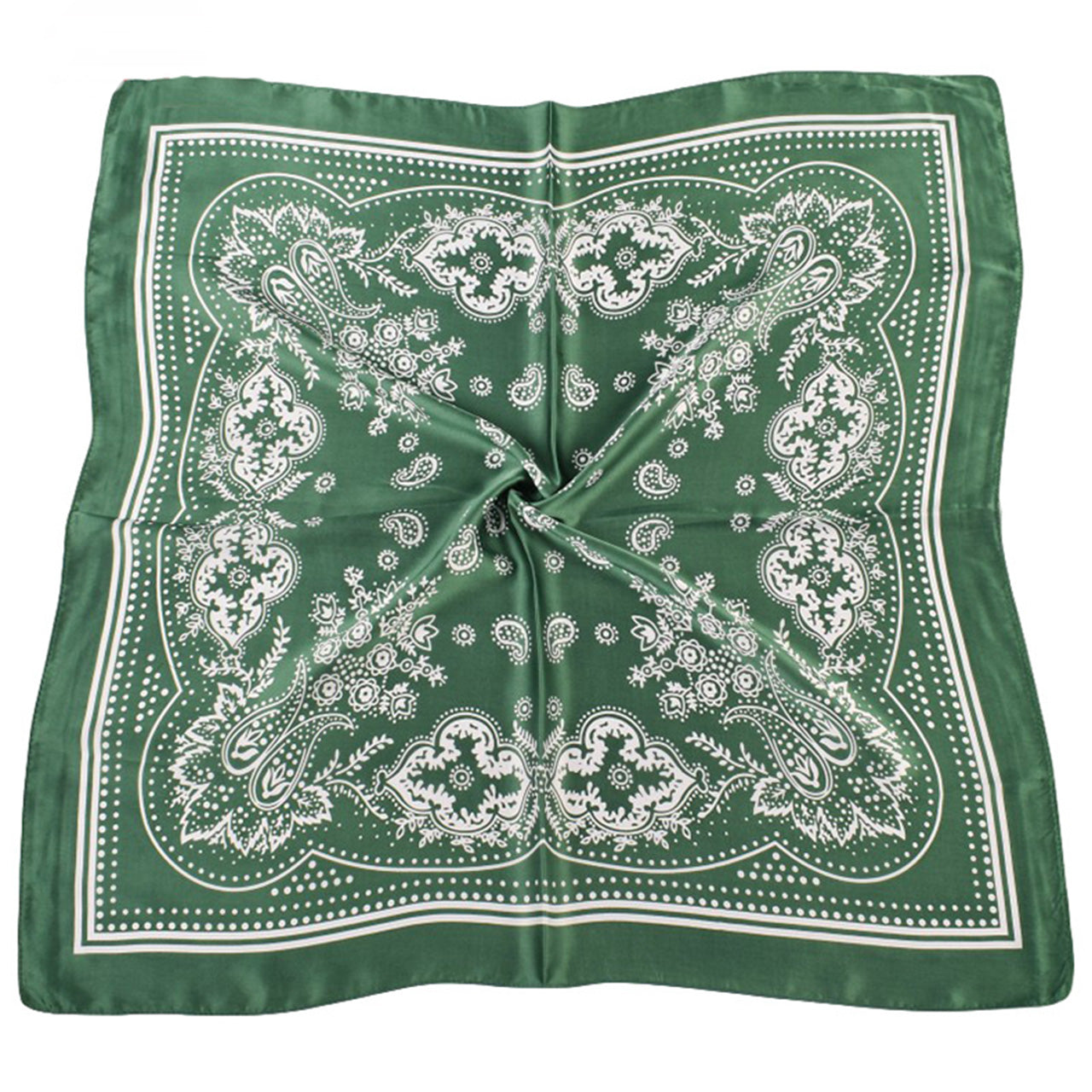 Green Vintage Paisley Square Bandana
