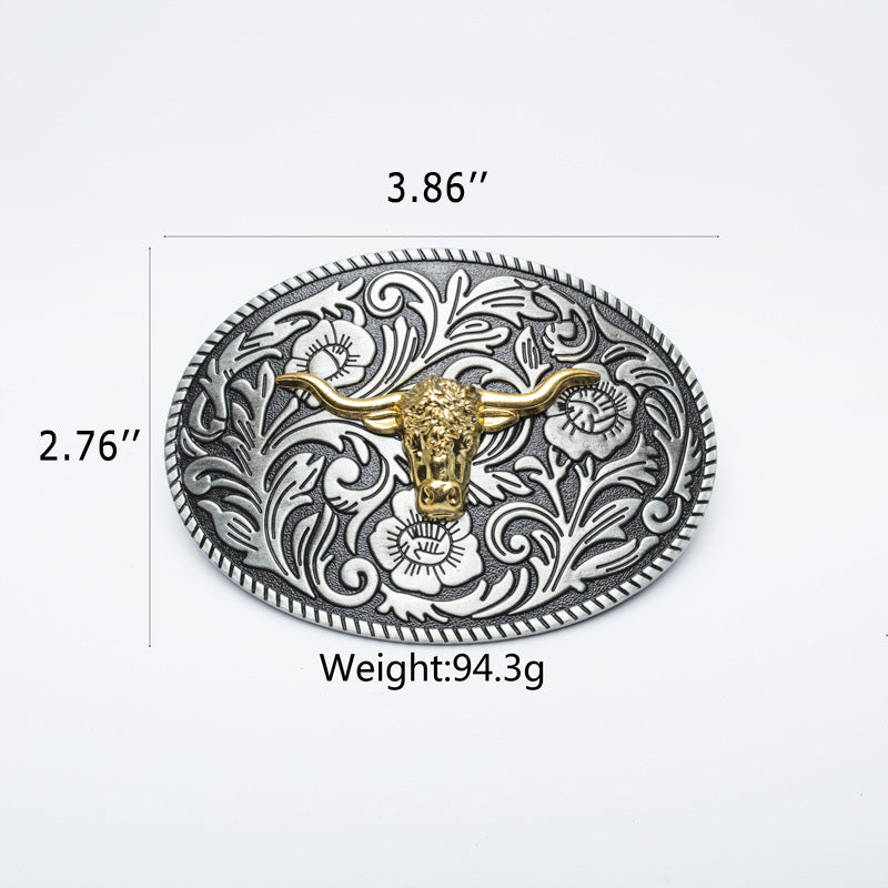 Western Cowboy Gold Plated Vintage Bull Head Belt