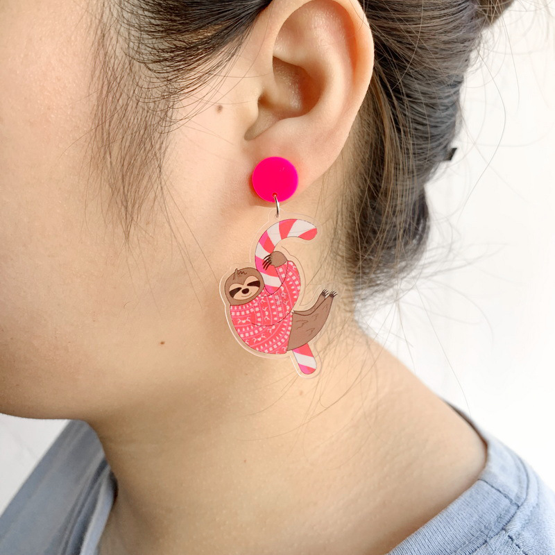 Sleepy Sloth Acrylic Earrings