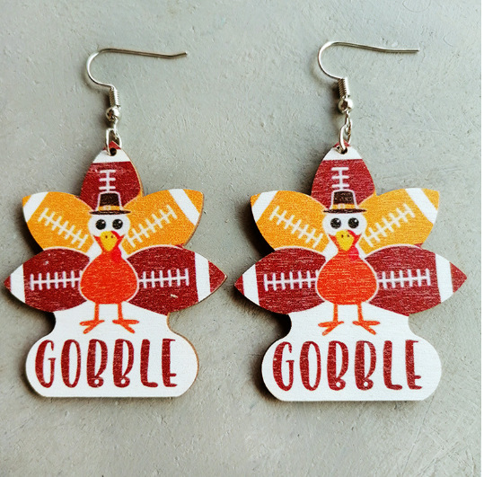 Gobble Turkey Wooden Earrings