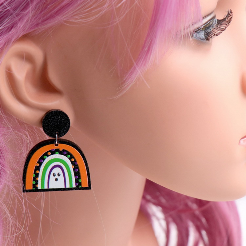 Ghost Hiding In The Rainbow Acrylic Earrings