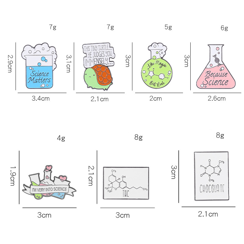 Cute Chemical Reagent Turtle Pin Set