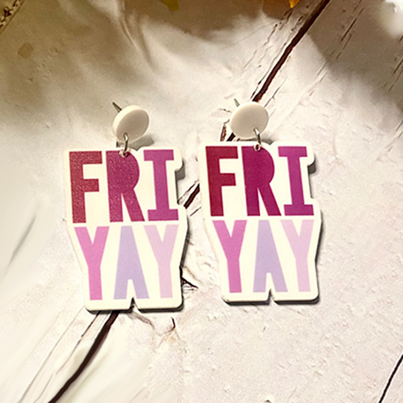 Happy Friyay Acrylic Earrings