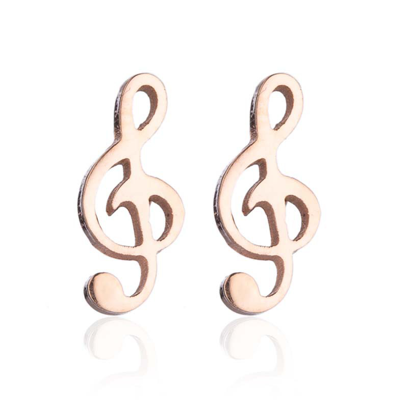 Tiny Music Note Metal Earrings