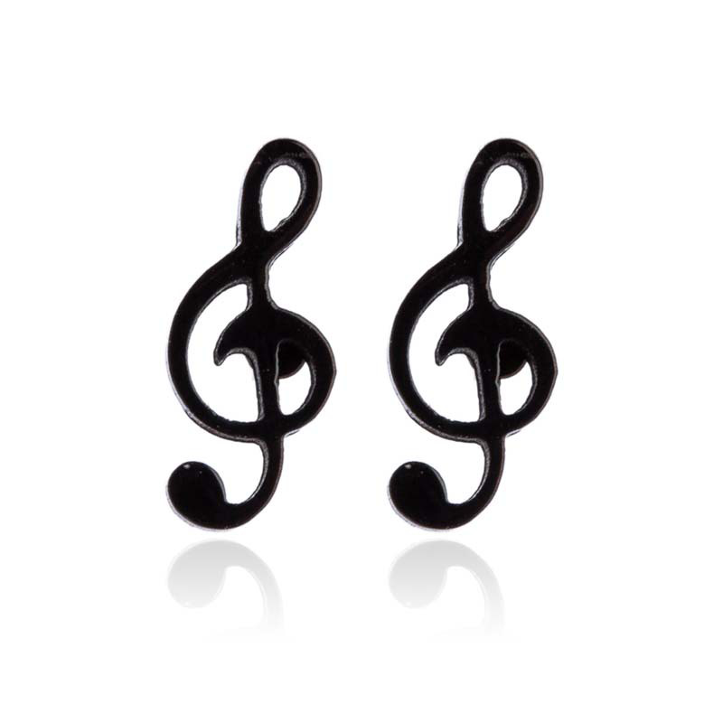 Tiny Music Note Metal Earrings