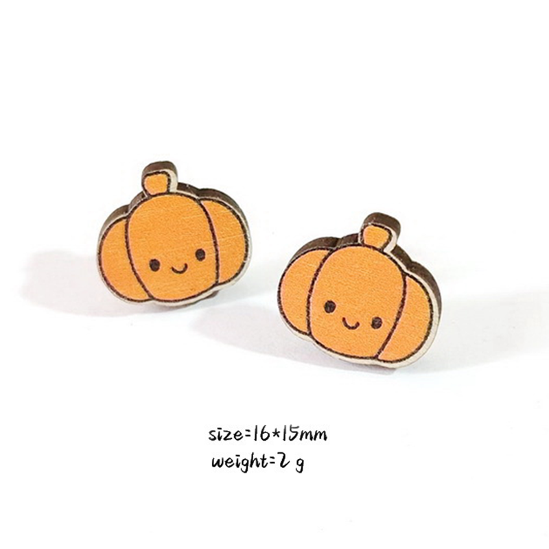 Cute Pumpkin Wooden Earrings