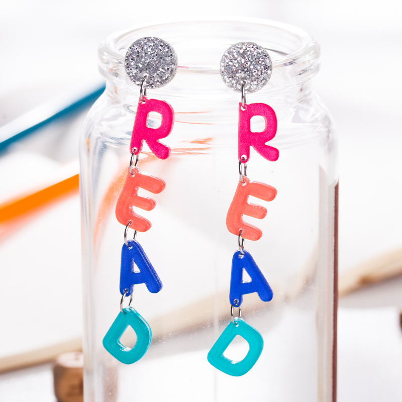 Read Rainbow Letters Acrylic Earrings