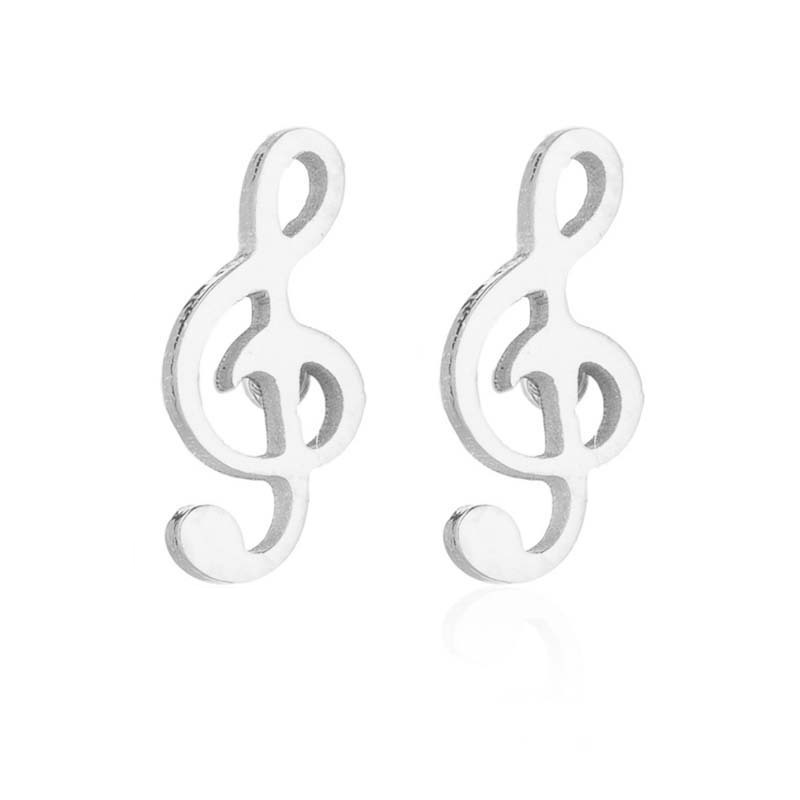 Tiny Music Note Metal Earrings