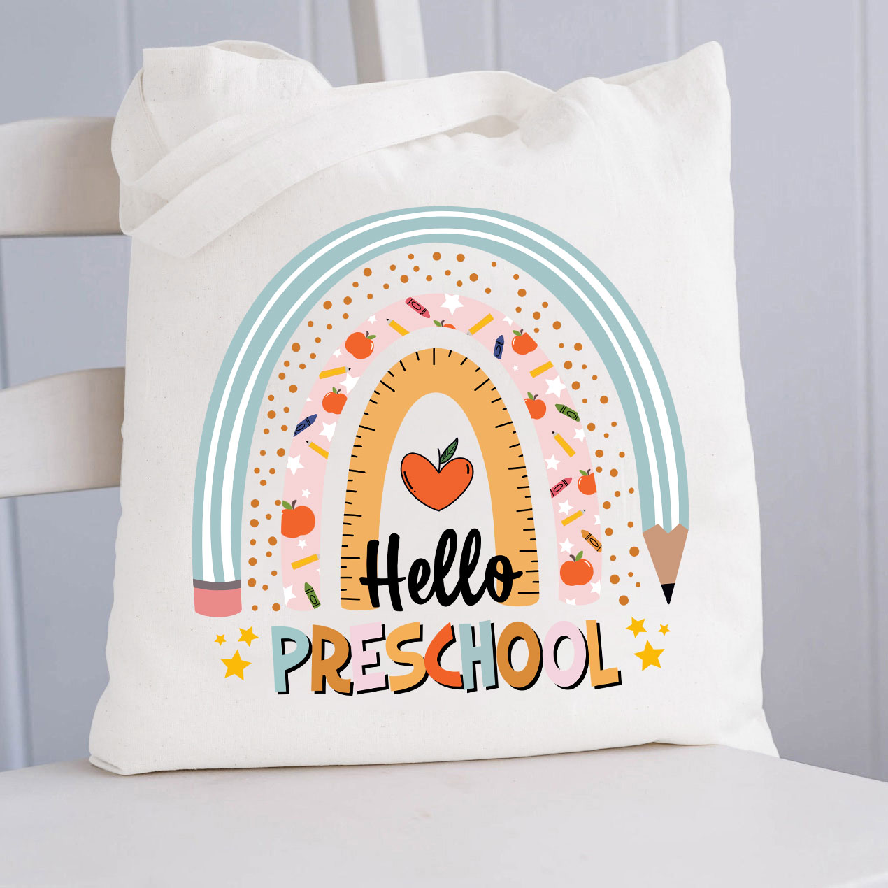 Personalized Hello Preschool Teacher Tote Bag