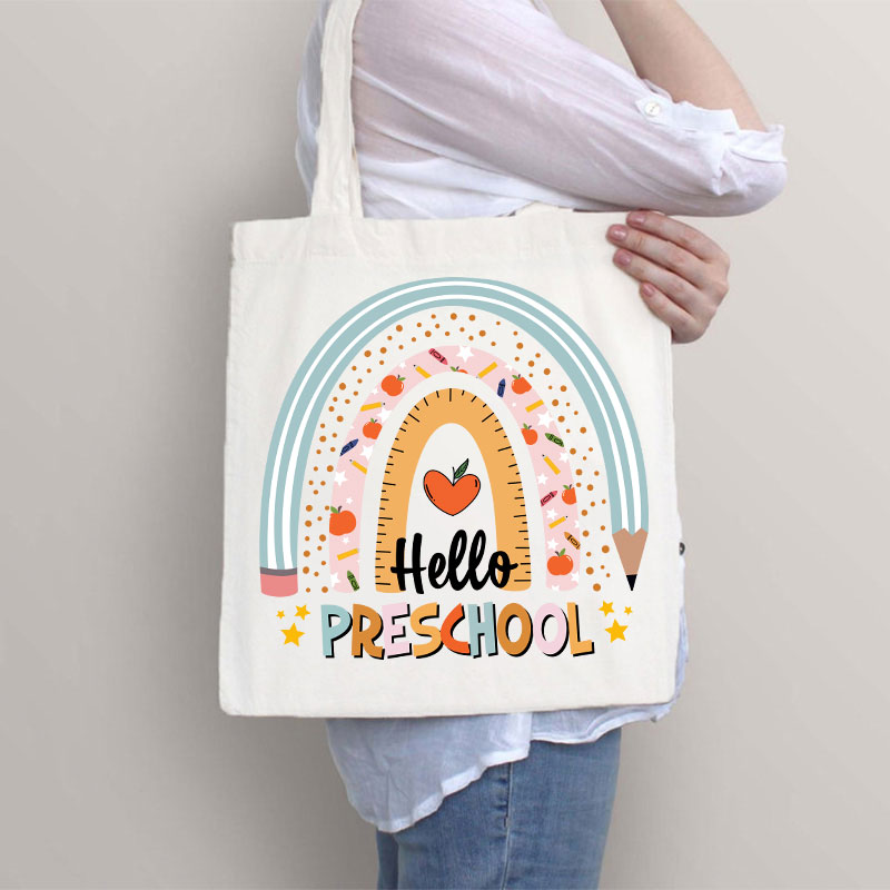 Personalized Hello Preschool Teacher Tote Bag
