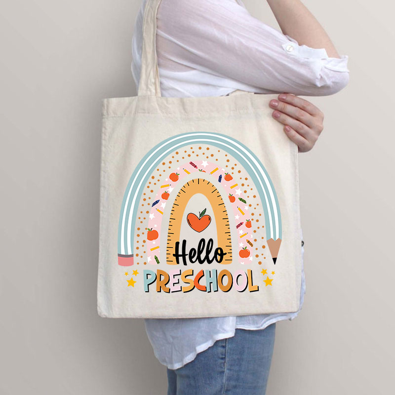 Personalized Hello Preschool Teacher Tote Bag