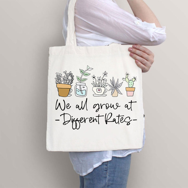 We All Grow At Different Rates Plants Teacher Tote Bag