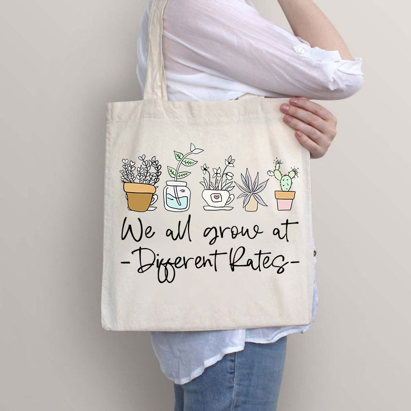 We All Grow At Different Rates Plants Teacher Tote Bag
