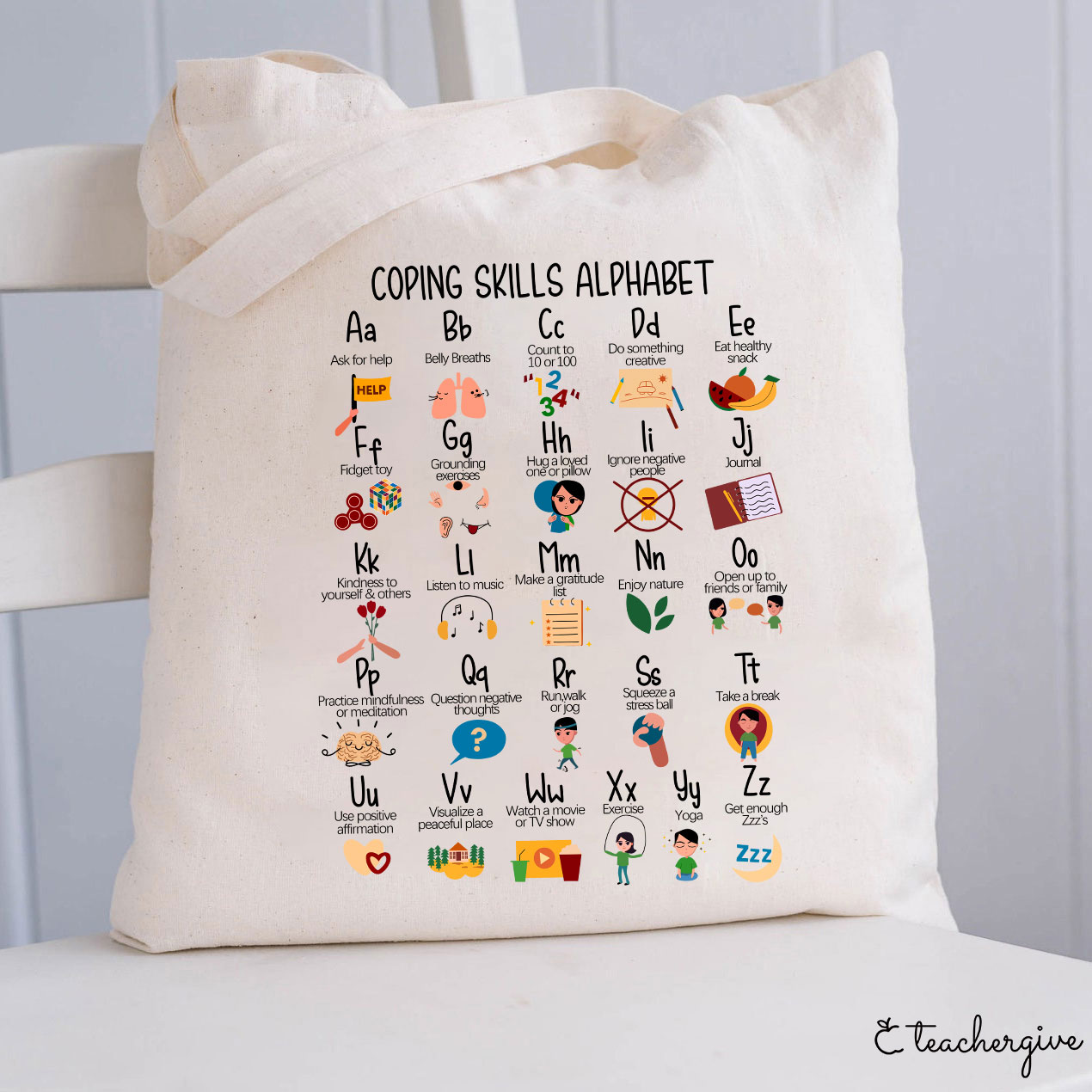 Coping Skills Alphabet Teacher Tote Bag