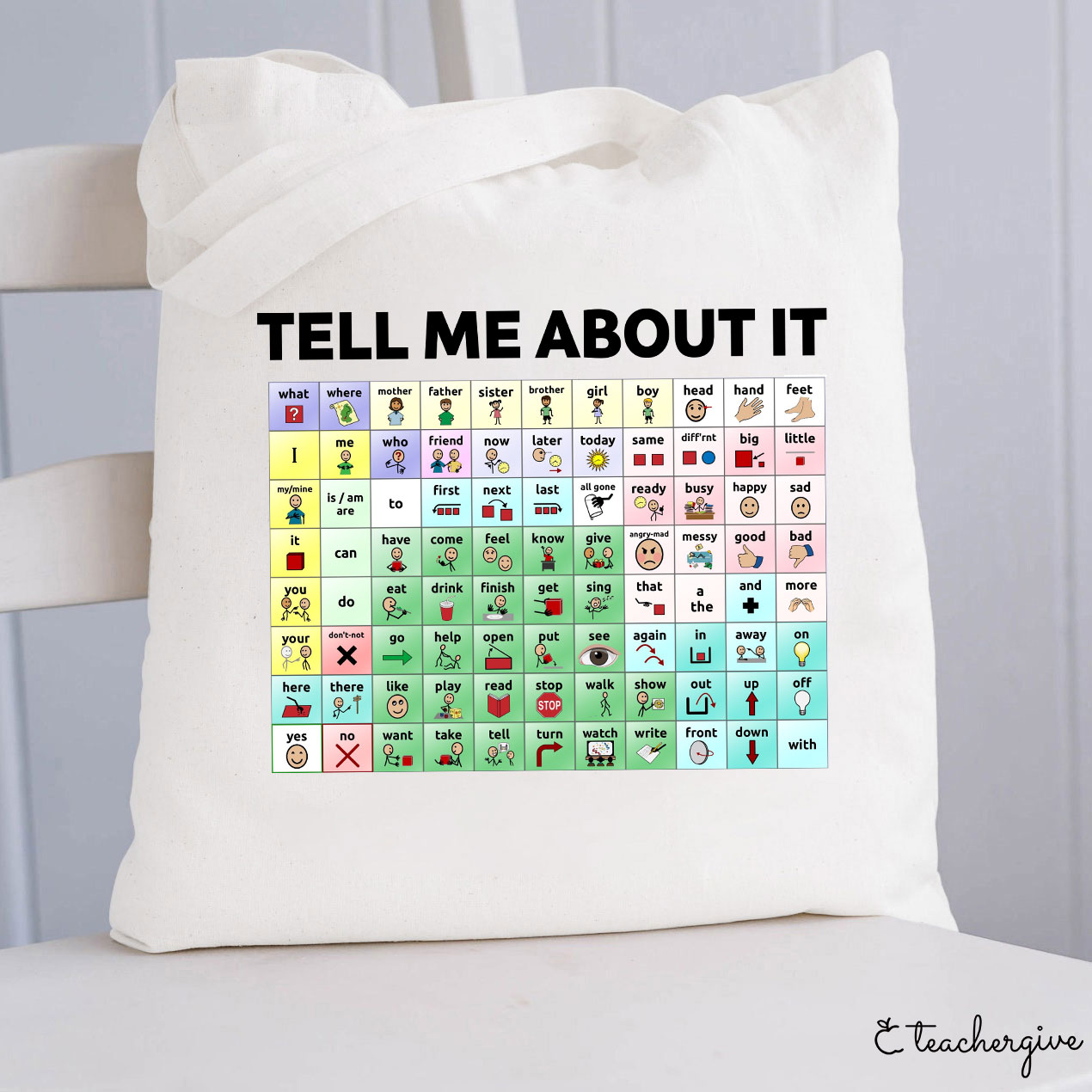 Tell Me About It Teacher Tote Bag