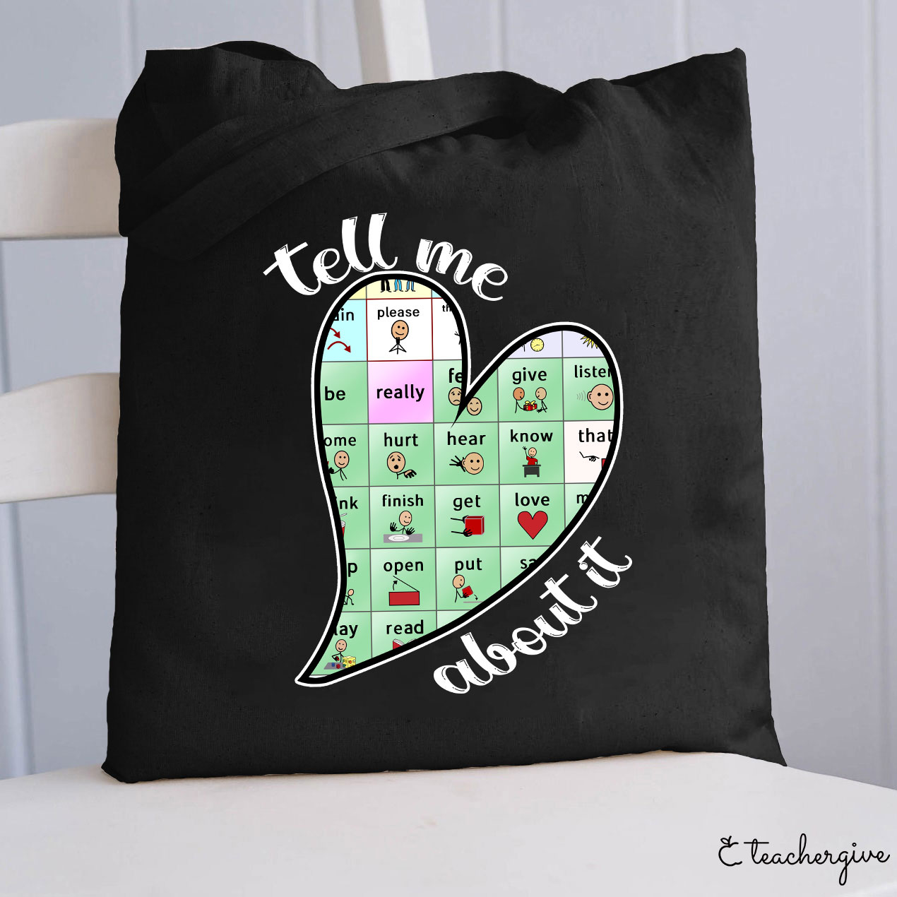 Tell Me About It Love Heart Teacher Tote Bag