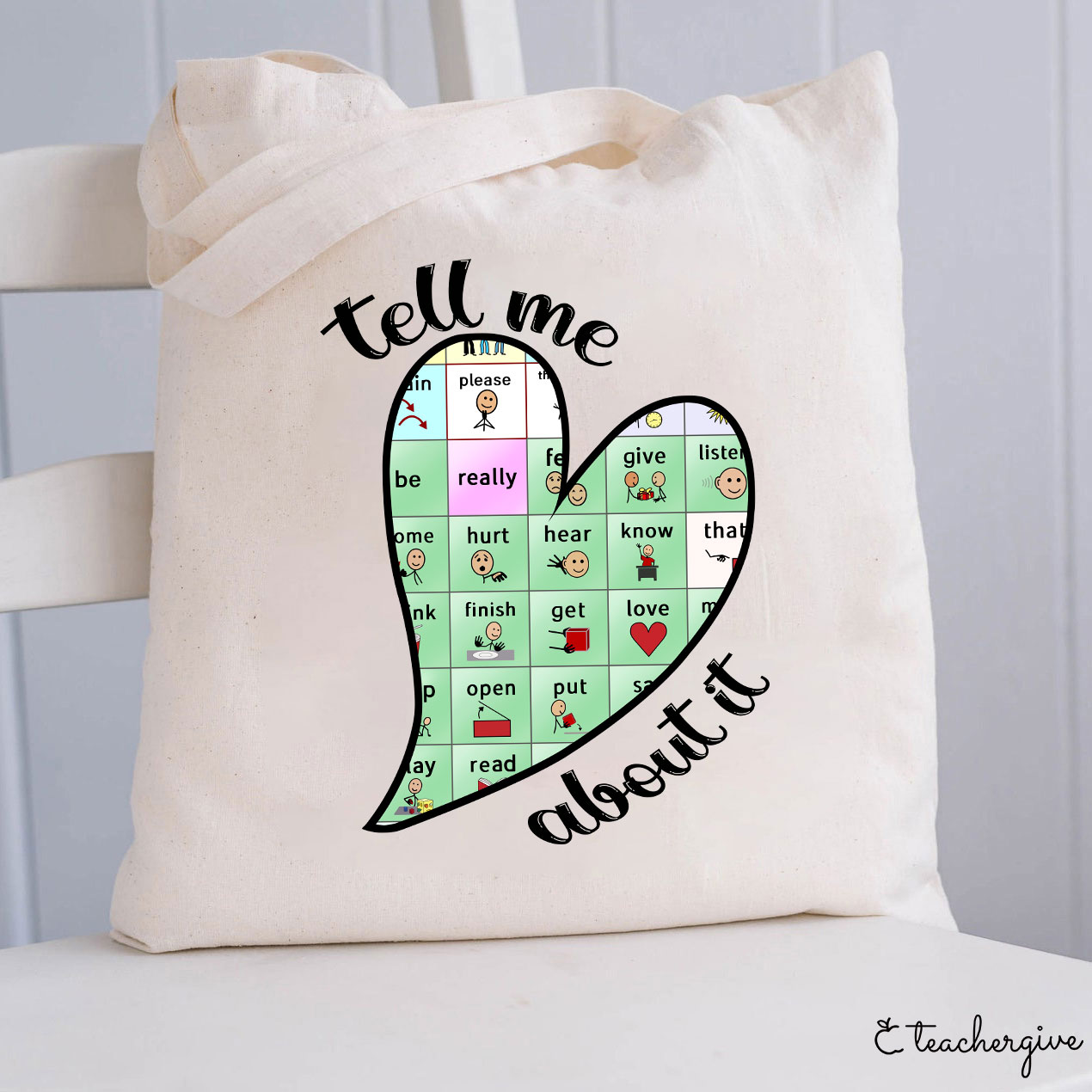 Tell Me About It Love Heart Teacher Tote Bag