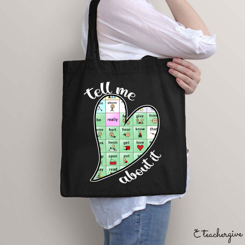 Tell Me About It Love Heart Teacher Tote Bag