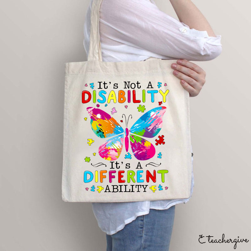 Puzzle Butterfly It's A Different Ability Teacher Tote Bag