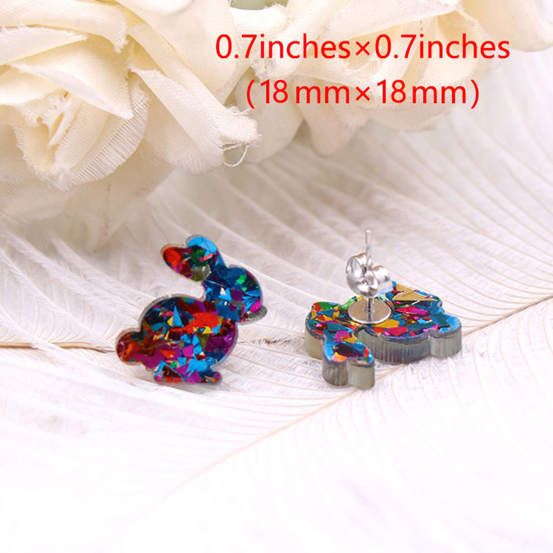 Colorful Easter Bunny Teacher Acrylic Earrings