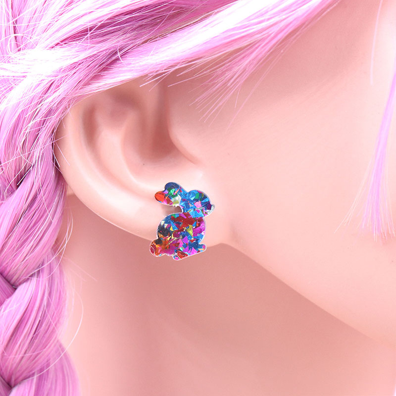 Colorful Easter Bunny Teacher Acrylic Earrings