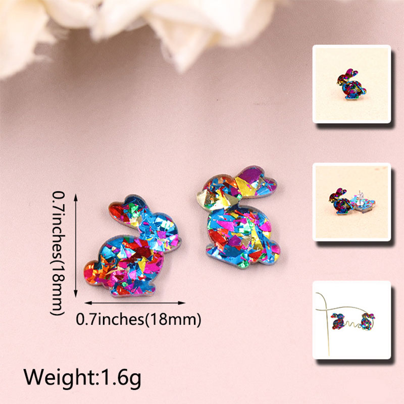 Colorful Easter Bunny Teacher Acrylic Earrings