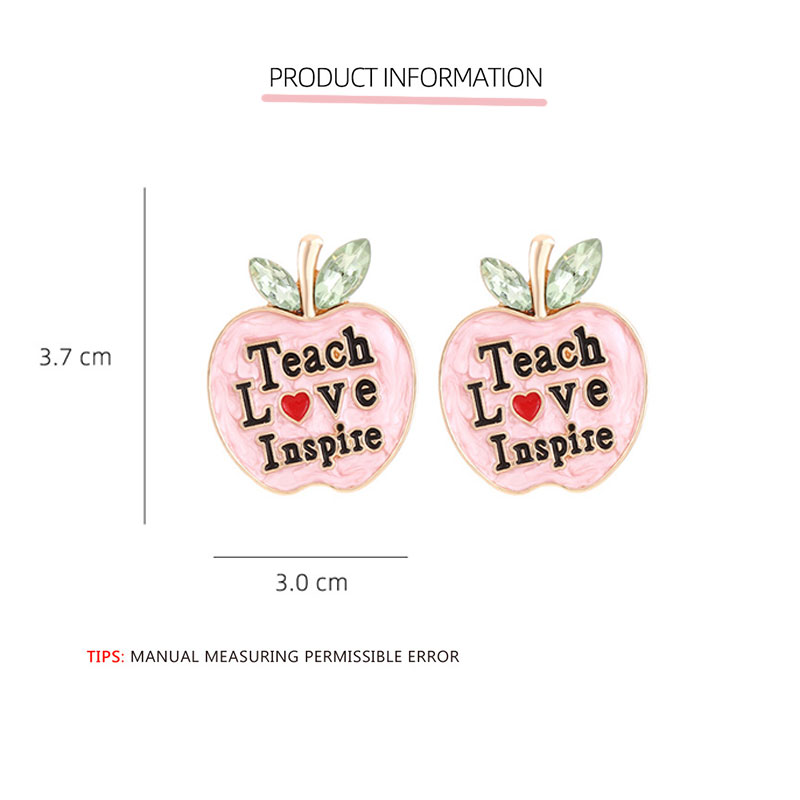Teach Love Inspire Apple Teachers Metal Earrings