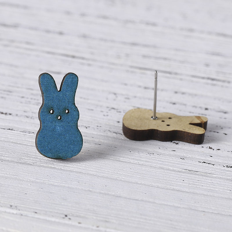 Cute Little Bunny Teacher Wooden Earrings