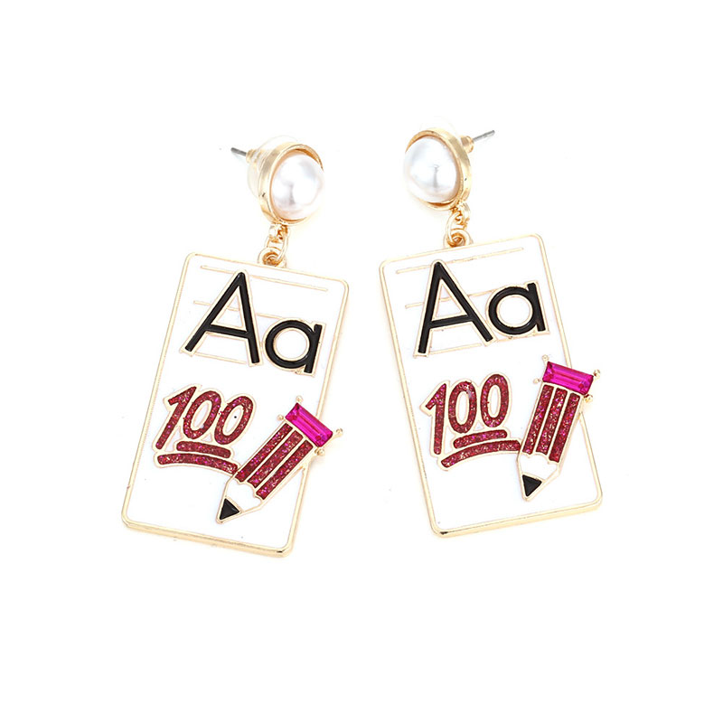 Full Mark Answer Sheet Teacher Metal Earrings