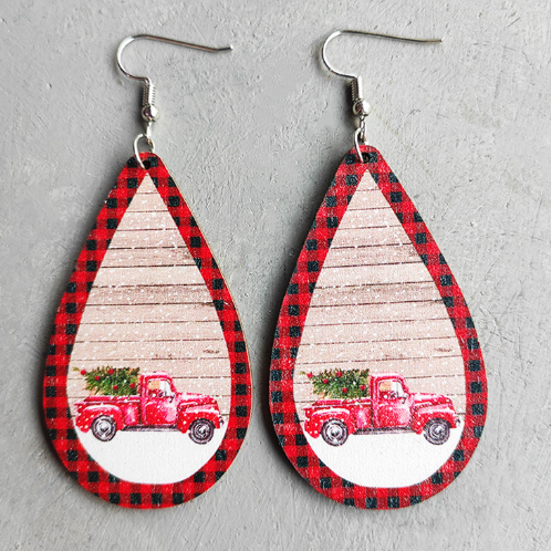 Your Happy Delivery Van  Wooden Earrings