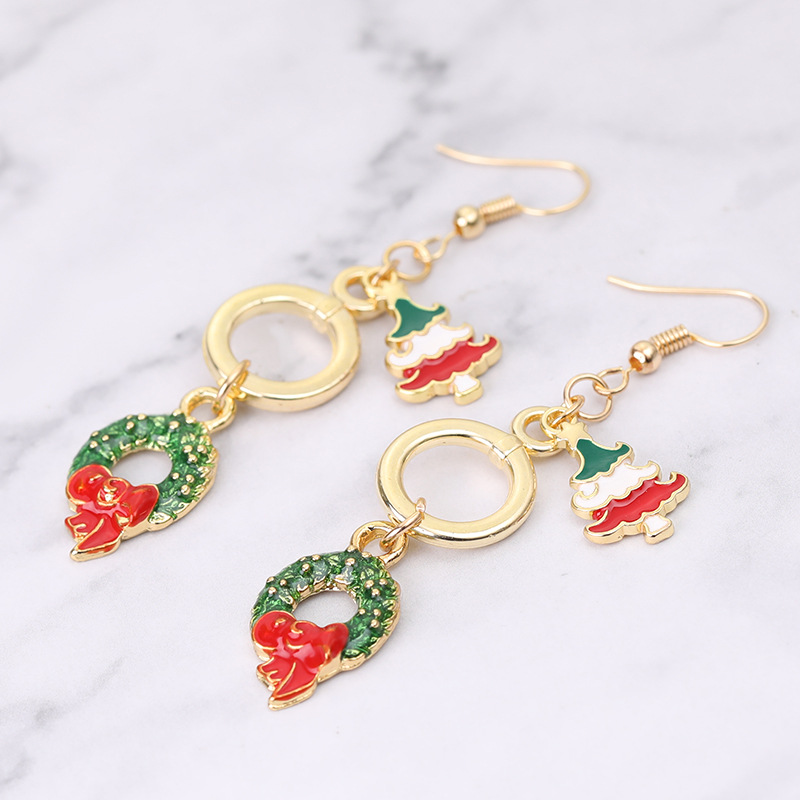 Christmas And Wreath Metal Earrings
