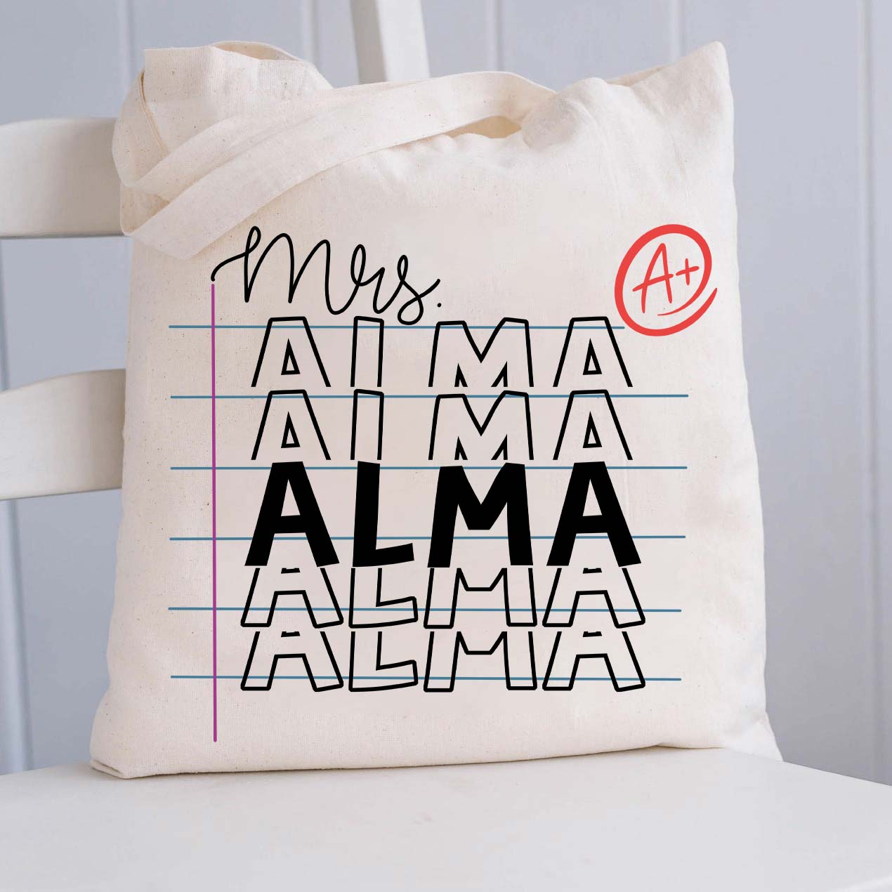 Personalized Teacher Name Tote Bag