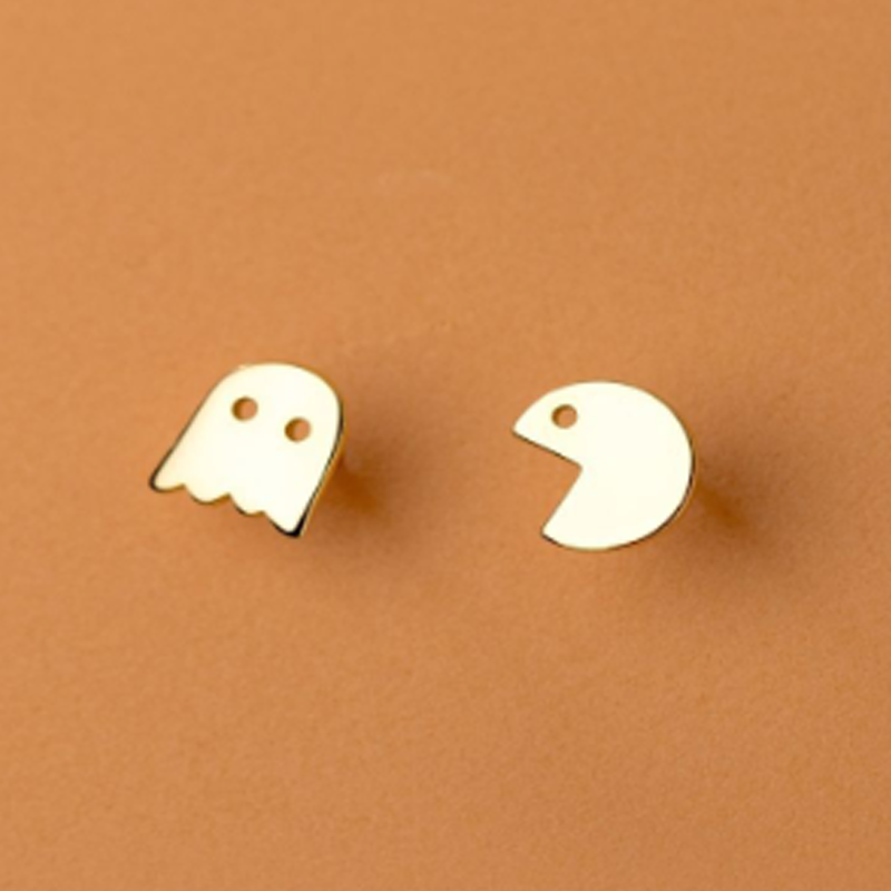 Tiny Pacman Metal Earrings