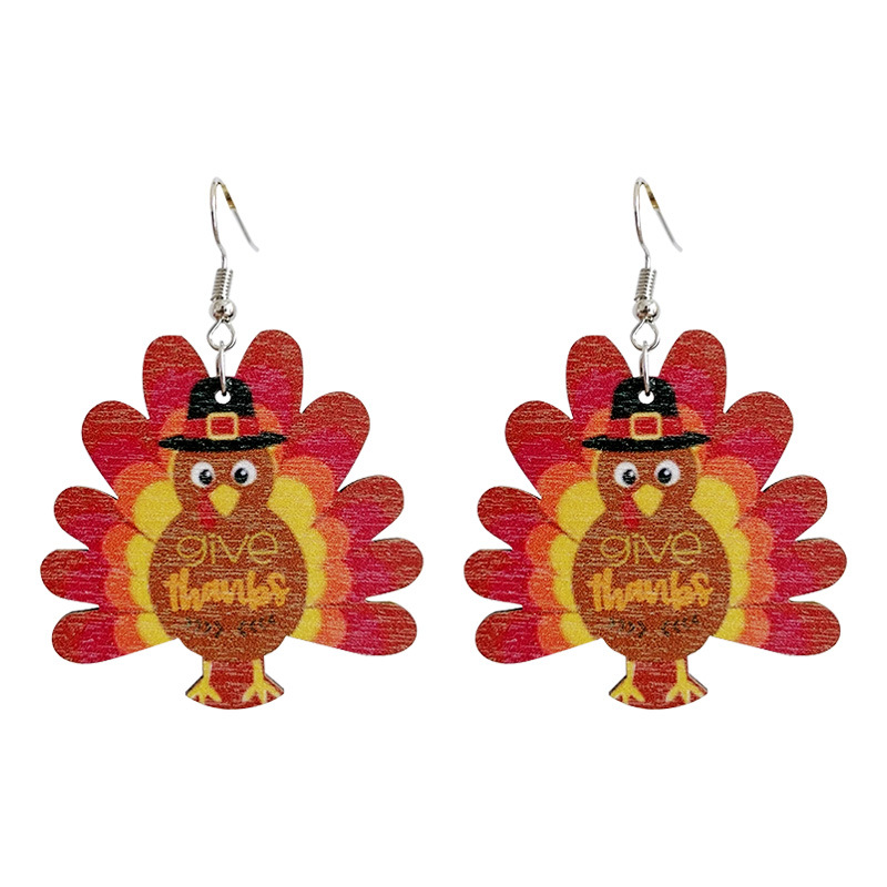 Thanksgiving Turkey Wooden Earrings