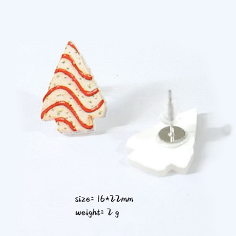 Red Striped Christmas Tree Acrylic Earrings