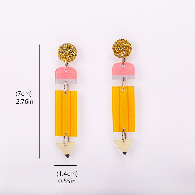Big Yellow Pencil  Acrylic Earrings