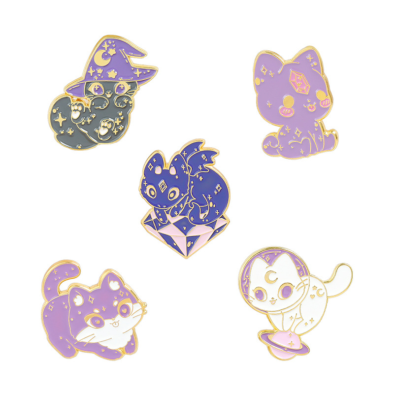 Cartoon Magic Cat Series Pin Set