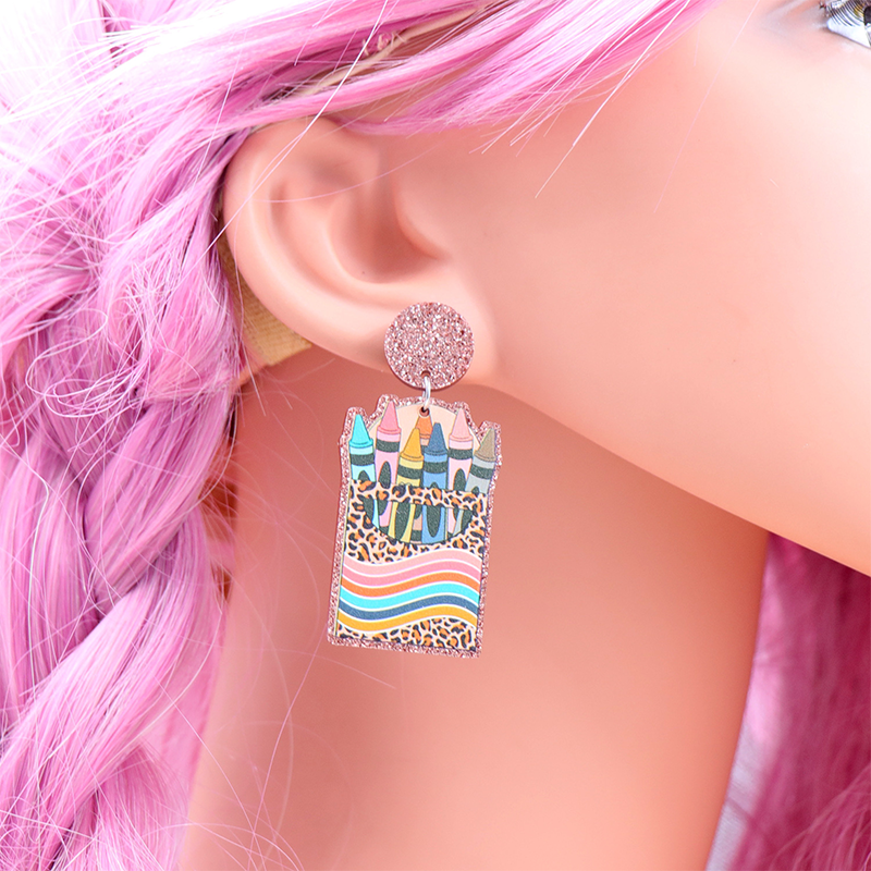 Shining Colorful Crayons Acrylic Earrings