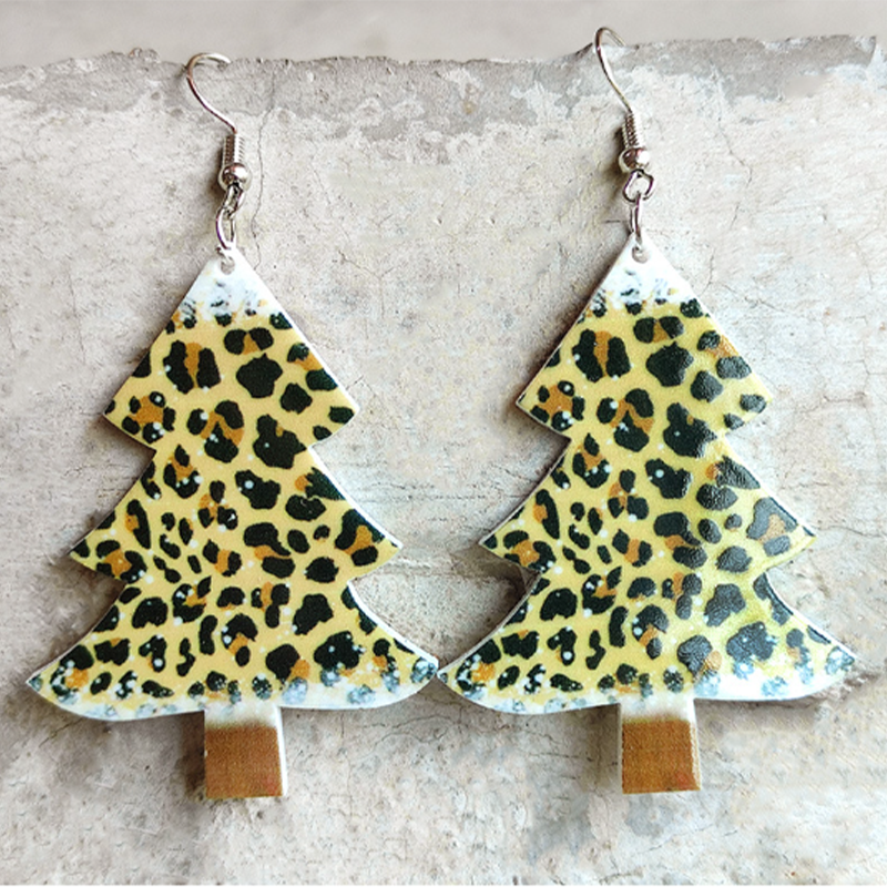 Leopard-print Tree Acrylic Earrings